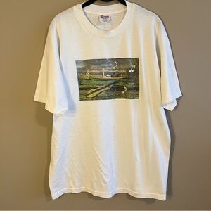 ✨ Vintage Hanes White Shirt Music Fields Country Large